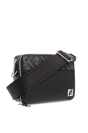 【FENDI】LOGO CROSSBODY BAG FENDI Studded Logo Woc Leather Crossbody Clutch Black